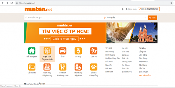 Muaban.net là trang web rao vặt tổng hợp lớn